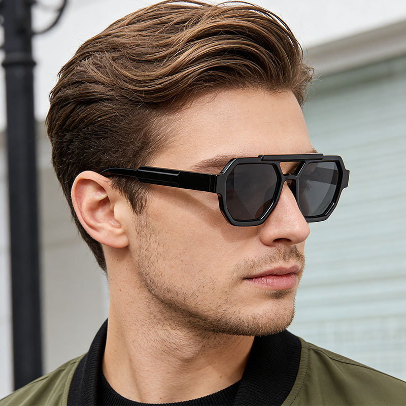 女性男性用スクエアサングラス レトロポリゴンサングラス 女性 - Women'S Fashion Eyewear のレビューと価格