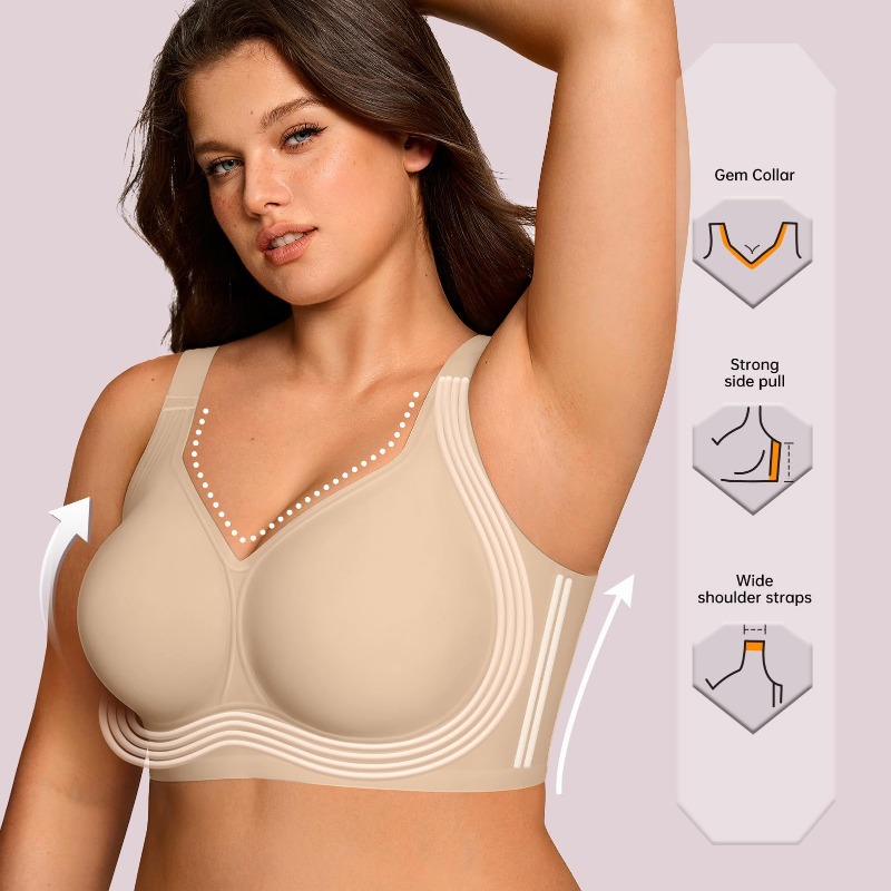 プラスサイズ ワイヤレス ジェリーブラ レディース サポート - Bra Top Seamless のレビューと価格