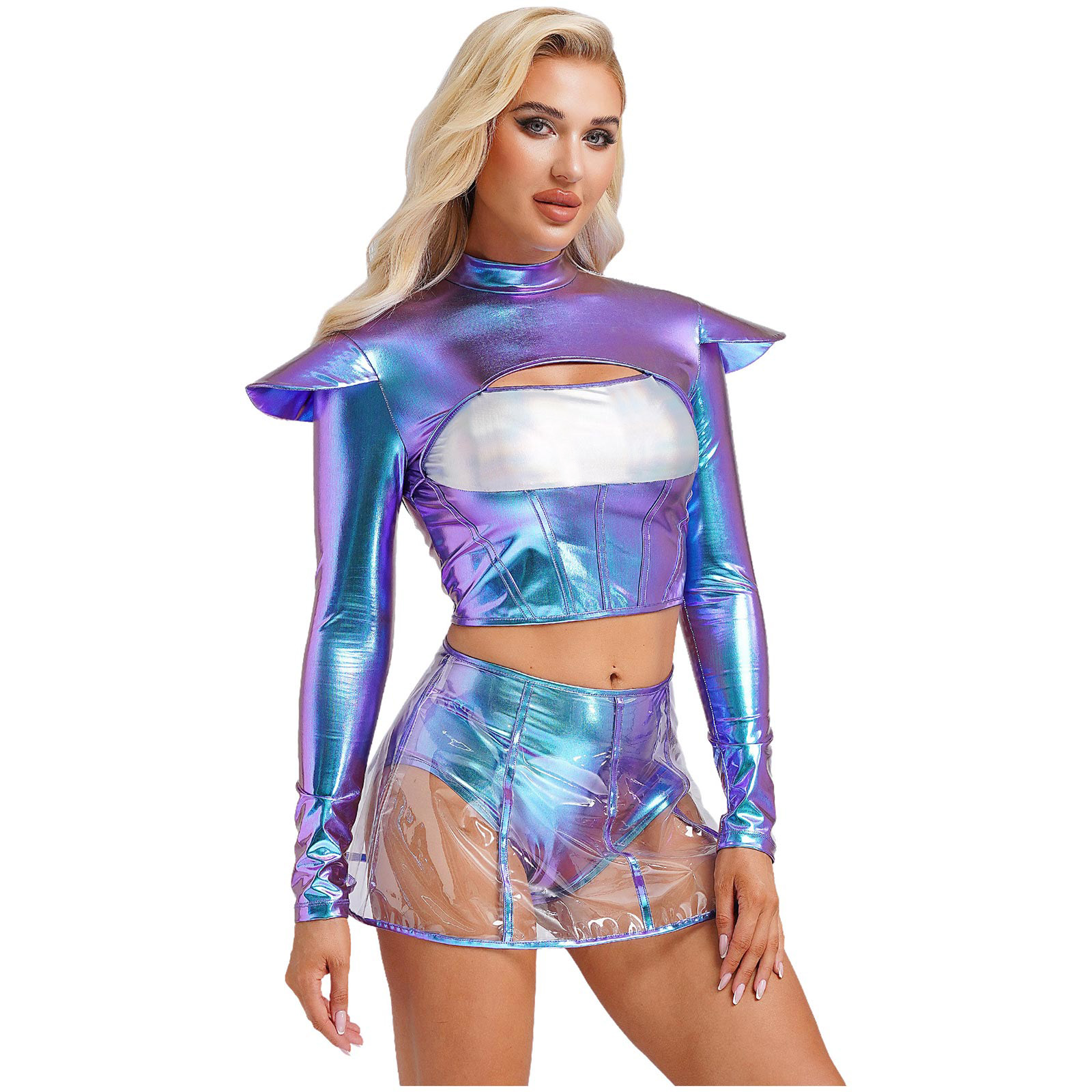 女性宇宙宇宙飛行士エイリアンロボットコスプレ衣装メタリックキ - Bodycon Dress Women のレビューと価格