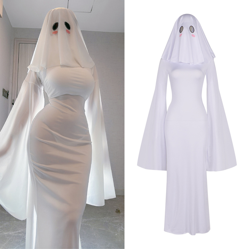 アニメゴースト女性コスプレ衣装かわいいゴースト花嫁白セクシー - Bodycon Dress Women のレビューと価格