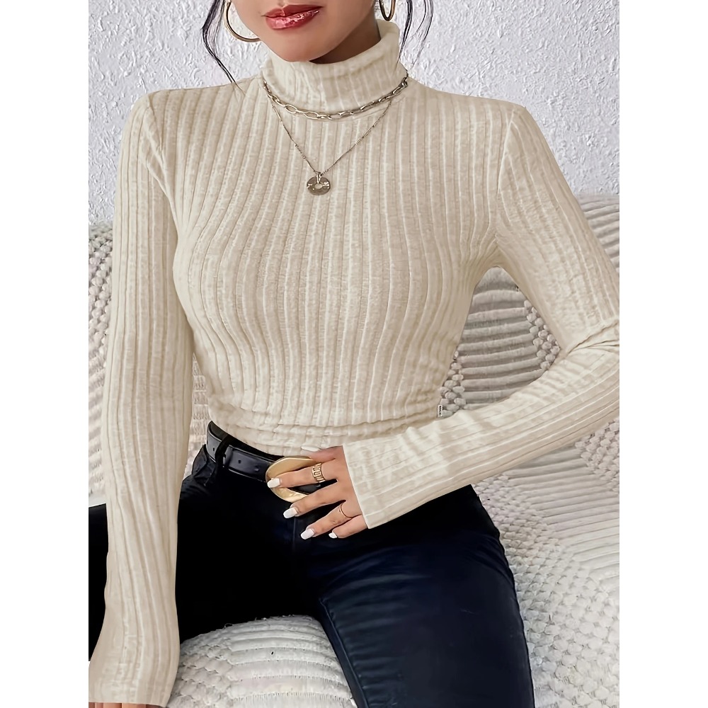 プラスサイズ 1XL-5XL 女性のスリムフィットリブニット - Ribbed Knit Sweater のレビューと価格