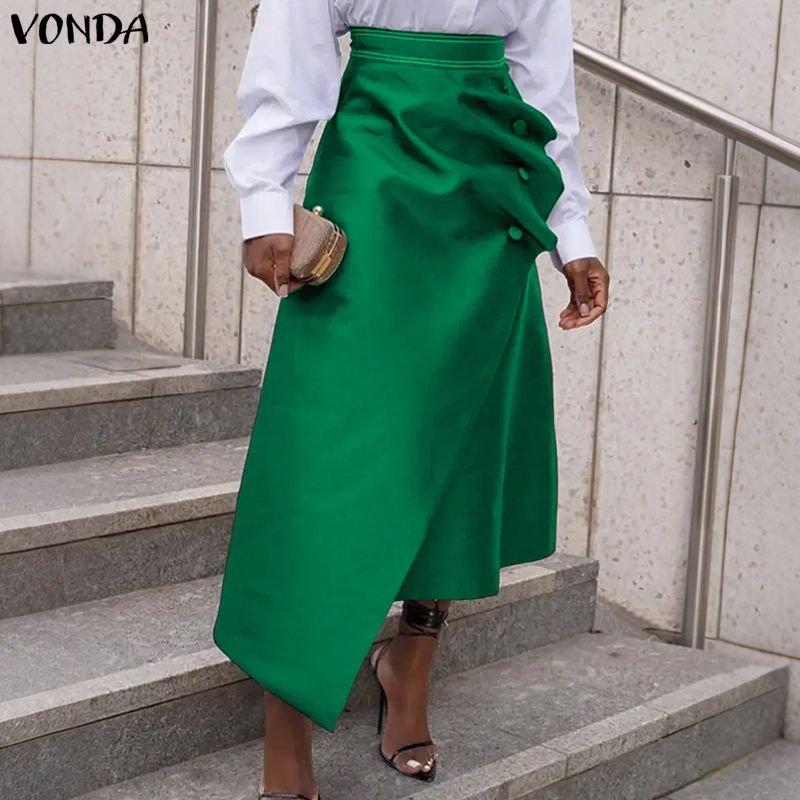 VONDA プラスサイズ 5XL エレガントな女性のサテンス - Women'S Fashion Kilt のレビューと価格
