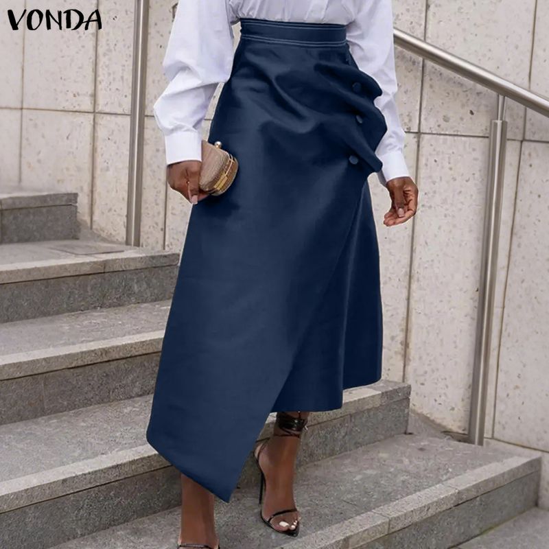 VONDA プラスサイズ 5XL エレガントな女性のサテンス - Women'S Fashion Kilt のレビューと価格
