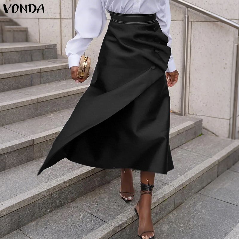 VONDA プラスサイズ 5XL エレガントな女性のサテンス - Women'S Fashion Kilt のレビューと価格