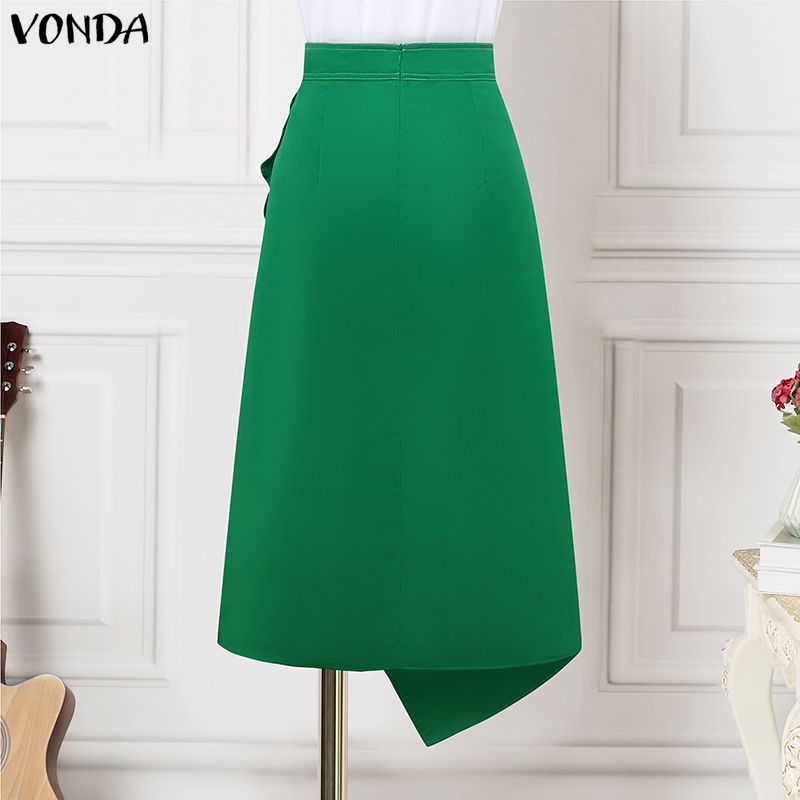 VONDA プラスサイズ 5XL エレガントな女性のサテンス - Women'S Fashion Kilt のレビューと価格
