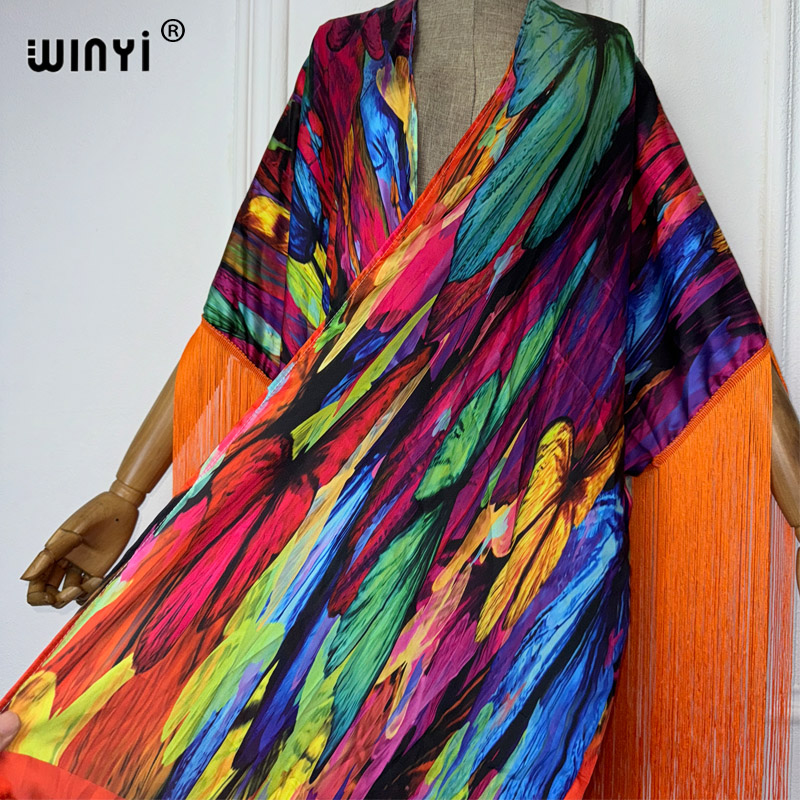 Winyi-bohoプリント着物ビーチカバーアップ女性用、エ - Women'S Fashion Kimono のレビューと価格