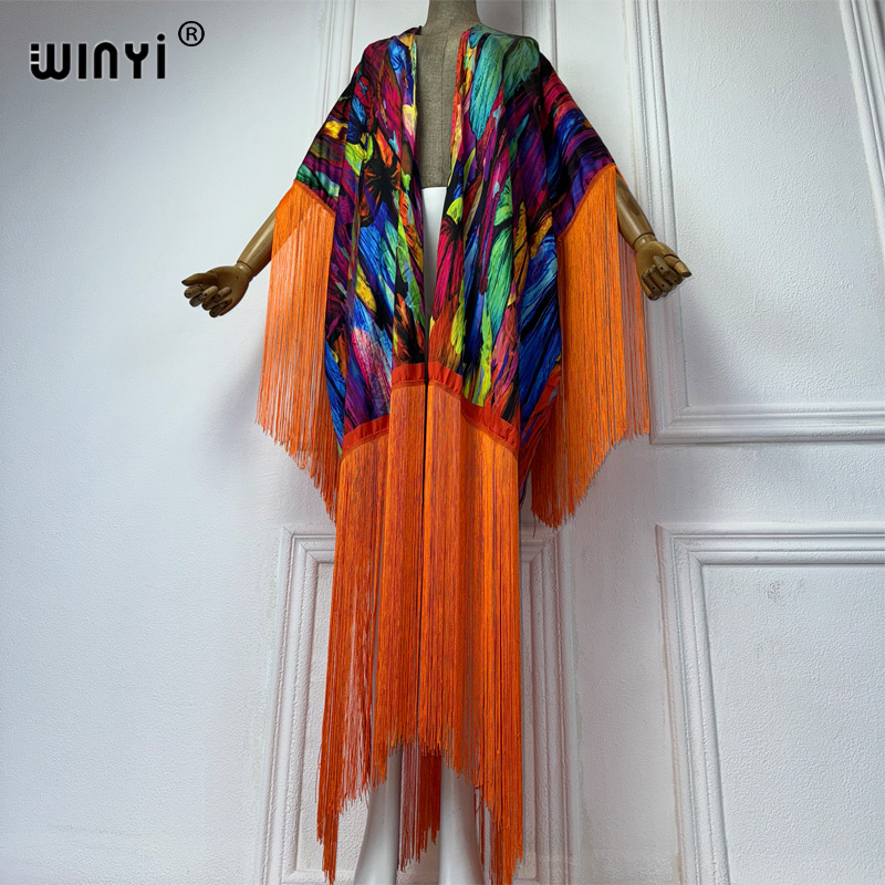 Winyi-bohoプリント着物ビーチカバーアップ女性用、エ - Women'S Fashion Kimono のレビューと価格