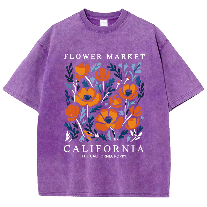 フラワーマーケットカリフォルニアプリントウォッシュ Tシャツ - Women'S Fashion Market Size のレビューと価格