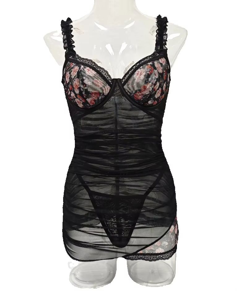 女性用レースランジェリードレス、フリル付きスパゲッティストラ - Bodycon Dress Women のレビューと価格