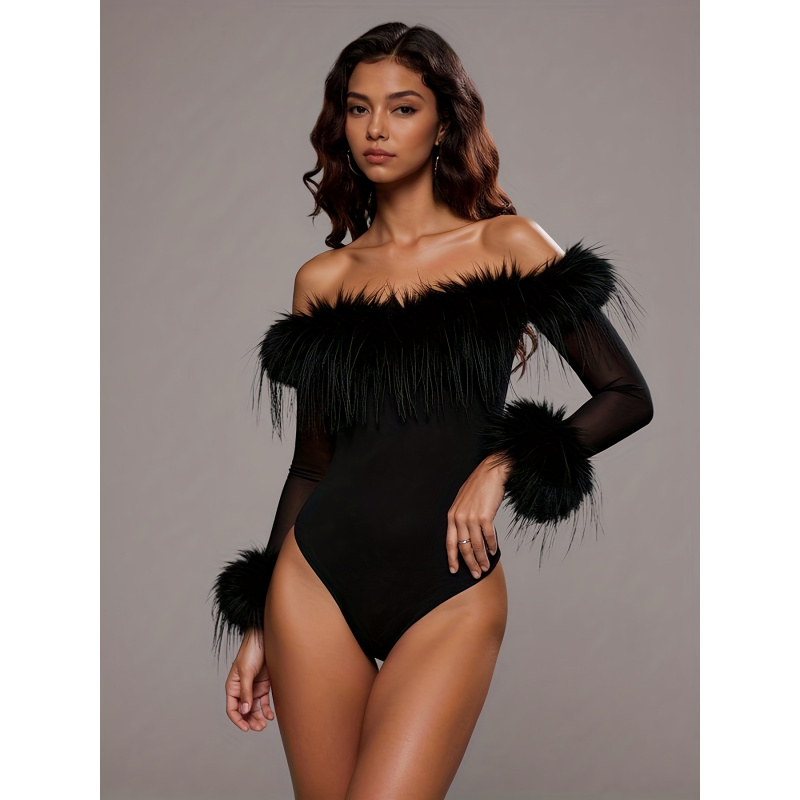 女性用ファッショナブルでセクシーなメッシュファーボディコント - Bodycon Dress Women のレビューと価格