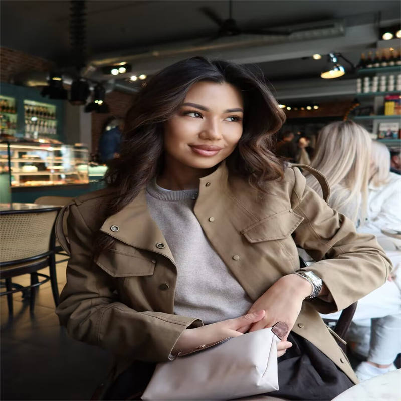 ミリタリースタイルユーティリティジャケット女性用カーキスタン - Women'S Fashion Utility Jacket のレビューと価格