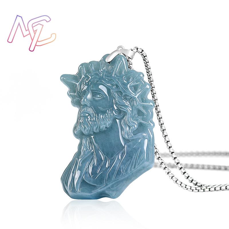ミャンマー翡翠僧侶ペンダントネックレス高級お守り925シルバ - Women Fashion Necklace のレビューと価格
