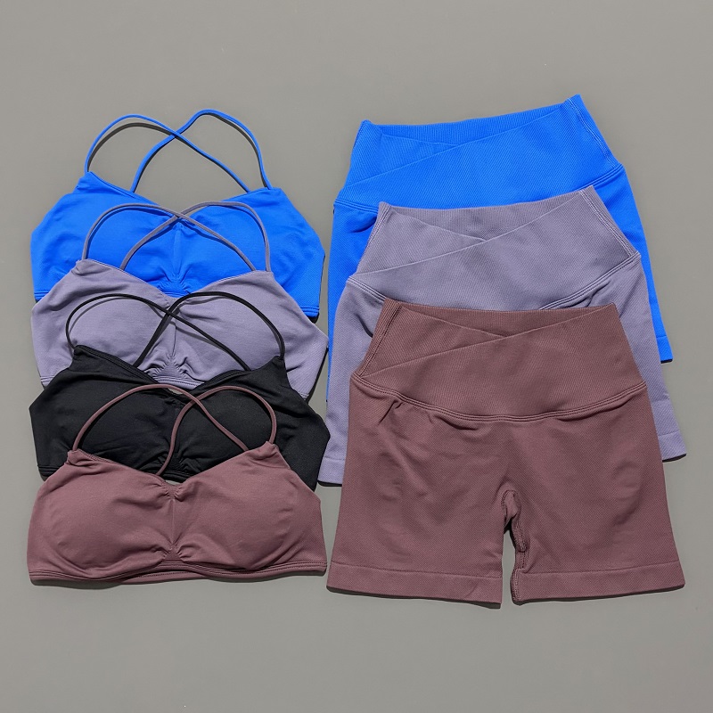 2ピース ビジョンジムセット レディース ヨガ クロップトッ - Bra Top Seamless のレビューと価格