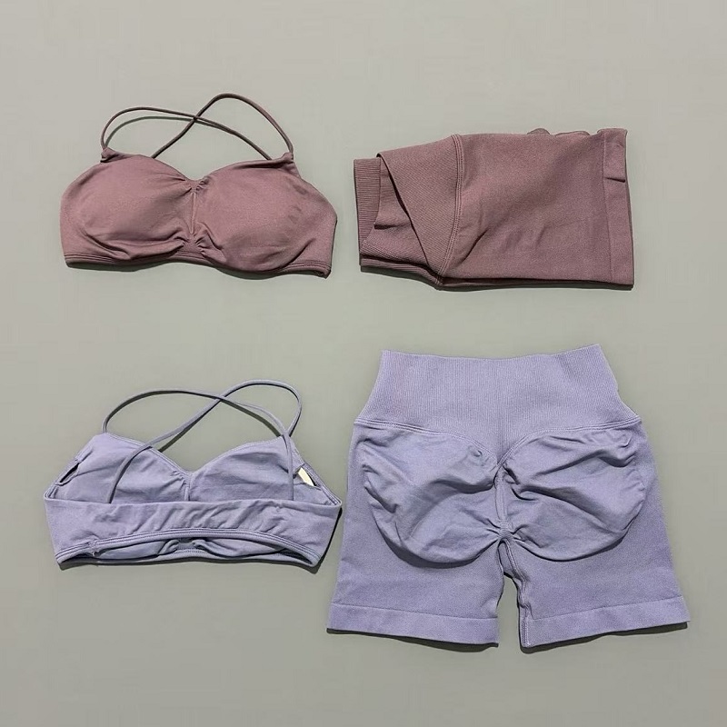 2ピース ビジョンジムセット レディース ヨガ クロップトッ - Bra Top Seamless のレビューと価格