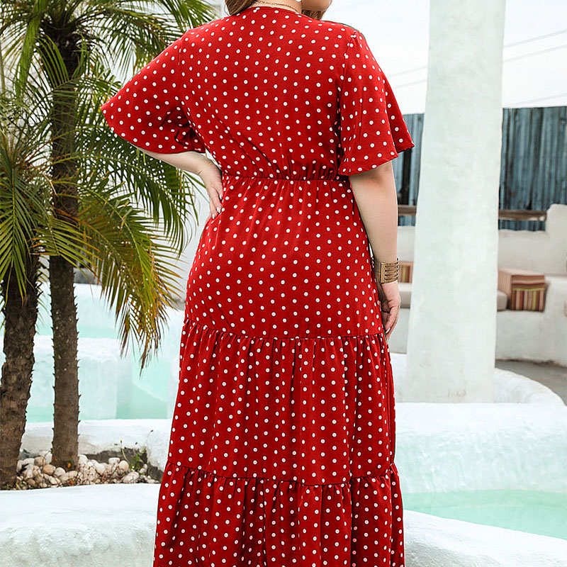 ボヘミアン ドット柄 Vネック レディース プラスサイズ 半 - Maxi Dress Boho のレビューと価格