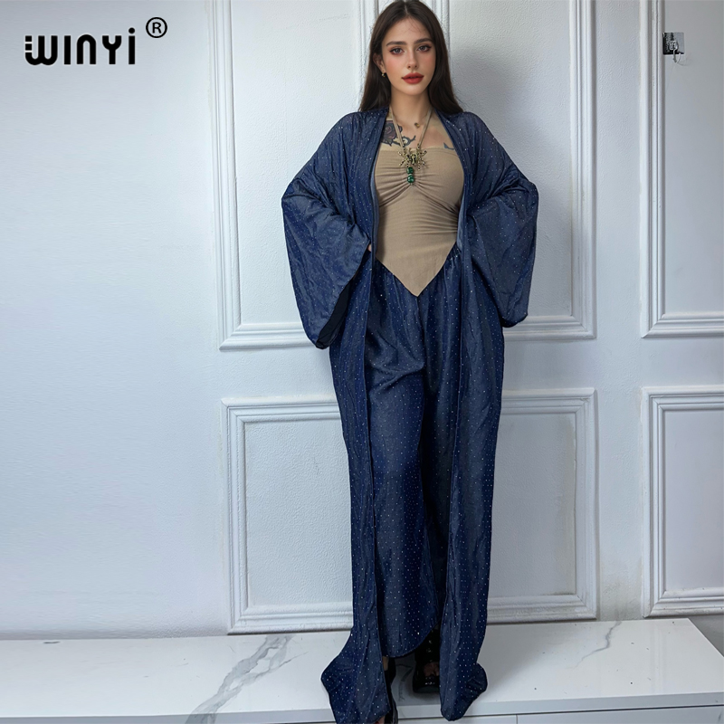 Winyi-女性のホットドリルデニムスーツ、着物の衣装、カー - Women'S Fashion Kimono のレビューと価格