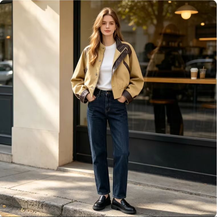 レディース、コントラストカラーのユーティリティジャケット、襟 - Women'S Fashion Utility Jacket のレビューと価格