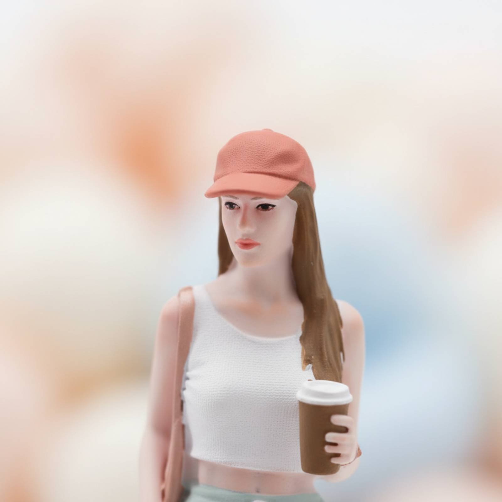 コーヒーを持った女の子のフィギュア カラフルなストリートファ - Women Fashion Pose のレビューと価格
