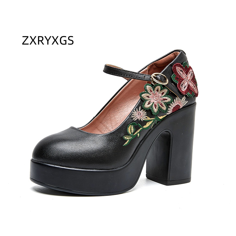 ZXRYXGS トップレイヤー牛革刺繍花靴ファッショナブルな - Women'S Fashion Layering のレビューと価格